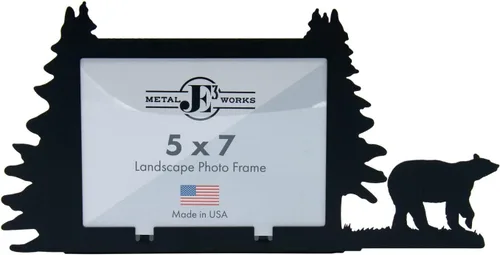 Vista 17 de Innovative Fabricators, Inc. Marco de fotos Wildlife, fabricado en Estados Unidos, osos y pinos, paisaje de 3.5 x 5 pulgadas