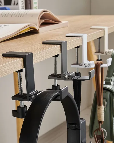 Vista 8 de JAKO Headphone Stand for Desk, Aluminum Alloy Foldable Headphone Holder - Headset Stand Hook Mount, PC Gaming Headset Holder Under Desk Clamp for