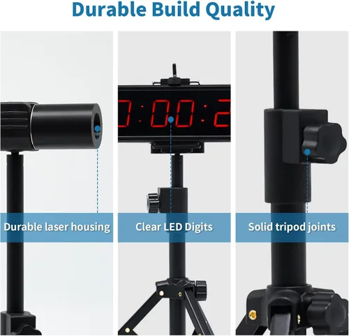 Vista 6 de Temporizador de Reloj de Láser con Batería Incorporada – Sistema de Cronometraje de Puerta Láser con Cable para Carreras de Velocidad, Eventos