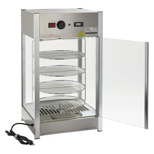 Vista 2 de Winco EDM-2 - Calentador giratorio de pizza/pretzel calentado y humidificado, 14 pulgadas