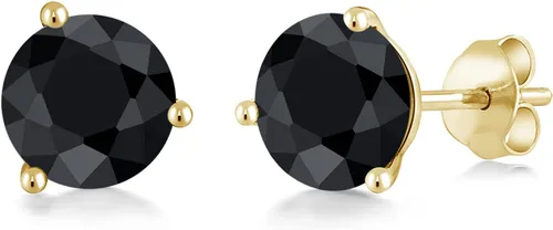 Vista 82 de Gem Stone King Aretes de oro de 14 quilates, 0.236 in, piedra natal redonda, Martini, 3 puntas, aretes de oro para mujer