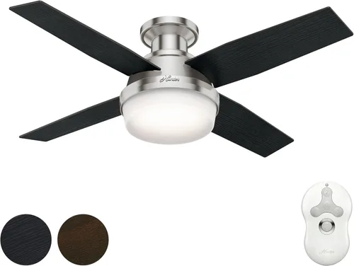 Vista 14 de Hunter Ventilador de techo interior blanco fresco de 44 pulgadas con luz y control remoto, 4 aspas para dormitorio, sala de estar, oficina, sótano