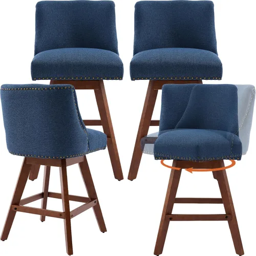 Vista 11 de Juego de 2 taburetes de bar giratorios modernos, taburetes de bar de 26.6 pulgadas de altura de mostrador beige con respaldo para isla de cocina
