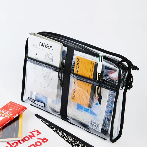 Vista 5 de Rough Enough Clear Document Bag Plastic File Folder Pouch Organizer Art Portfolio Case Small for A4 Paper Notebook School Supplies Important Document