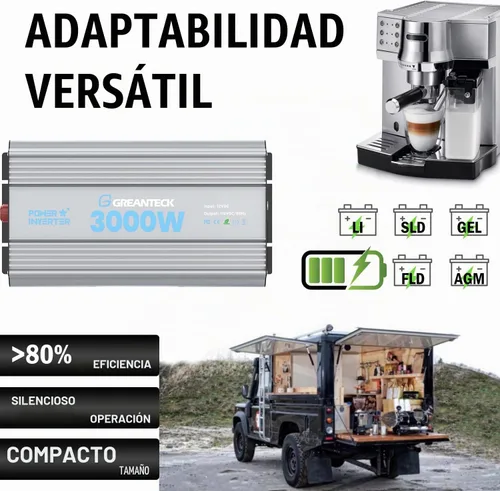 Vista 2 de Inversor de corriente de 3000 vatios, CC 12 V a CA 110 V 120 V, convertidor de onda sinusoidal modificada para automóvil, inversor de energía