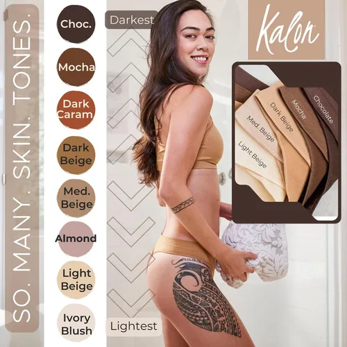 Vista 4 de Kalon Paquete de 6 tangas de nailon y elastano para mujer Almendra