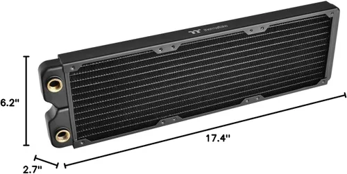 Vista 8 de Thermaltake Pacific DIY Sistema de refrigeración líquida C360 1.063 in Aletas gruesas de alta densidad Tubos de cobre de una fila Radiador de cobre