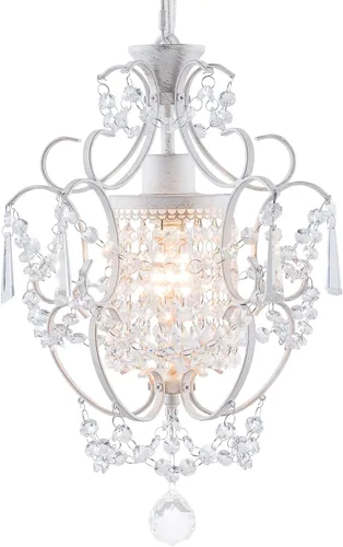 Vista 8 de Mini Candelabro Dorado Moderno, Lámparas de Luz de Cristal para Montaje en Techo de 1 Luz, Pequeños Candelabros de Cristal para Dormitorio, Elegante