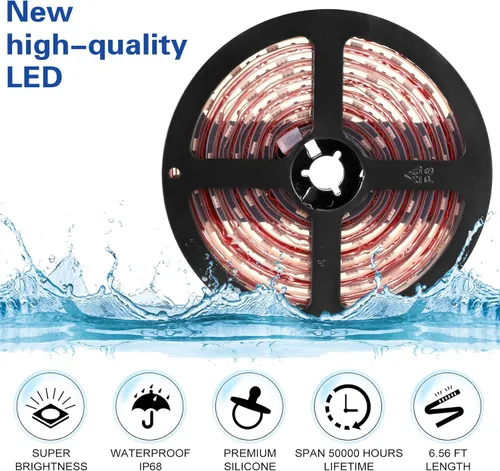 Vista 6 de Tira de luces LED marinas, 12 V, 6.56 pies, IP68 impermeable, luces LED subacuáticas, luz interior de barco, luces de cubierta de barco, luces