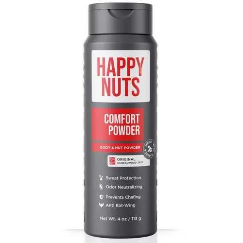 Vista 8 de HAPPY NUTS Comfort Powder - Antirozaduras y desodorante, sin aluminio, control del sudor y el olor para la picazón deportista, la ingle y el privado
