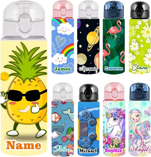 Vista 32 de Botellas de agua personalizadas con tapa, botella personalizada de 26 onzas con nombre, botellas de agua de plástico personalizadas, a prueba