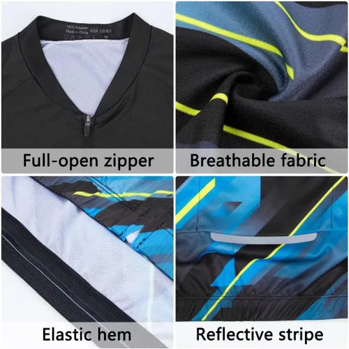 Vista 4 de ROTTO Camiseta de ciclismo para hombre, manga corta, para ciclismo