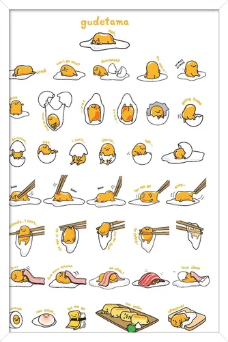 Vista 8 de Trends International - Póster de Gudetama con diseño de cuadrícula, para pared, 14.725 x 22.375 pulgadas, versión con marco de madera tipo granero