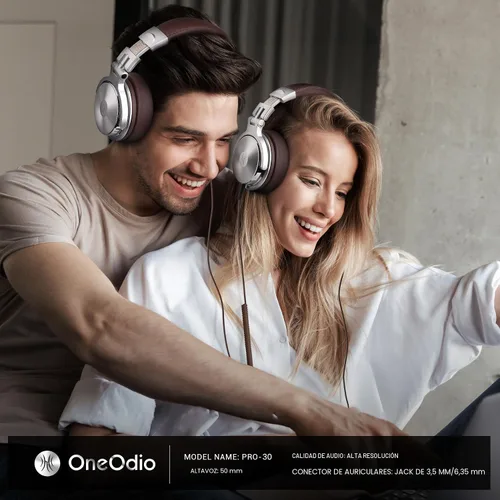 Vista 2 de OneOdio Pro-30 - Auriculares de diadema con cable de sonido estéreo premium con controlador de 50 mm, auriculares plegables y cómodos con orejeras