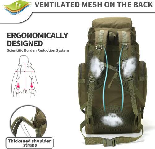 Vista 3 de King'sGuard 70L Camping Hiking Backpack for Men Women Large Military Tactical Backpack Molle Rucksack Backpack for Outdoor