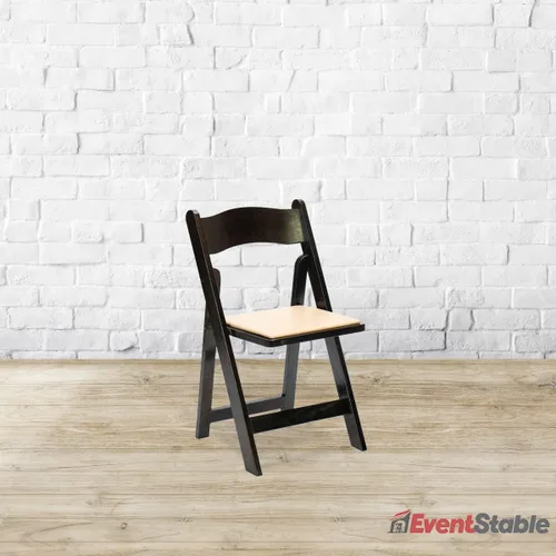 Vista 7 de EventStable Titan Series - Silla plegable de madera, paquete de 4, madera de fruta oscura con almohadilla de marfil, silla plegable de madera