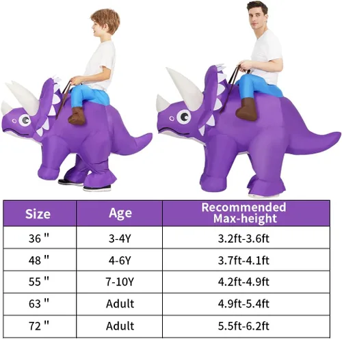 Vista 7 de GOOSH Disfraz inflable de dinosaurio para adultos, disfraz de Halloween para mujeres y hombres, divertido disfraz inflable para fiesta de Halloween