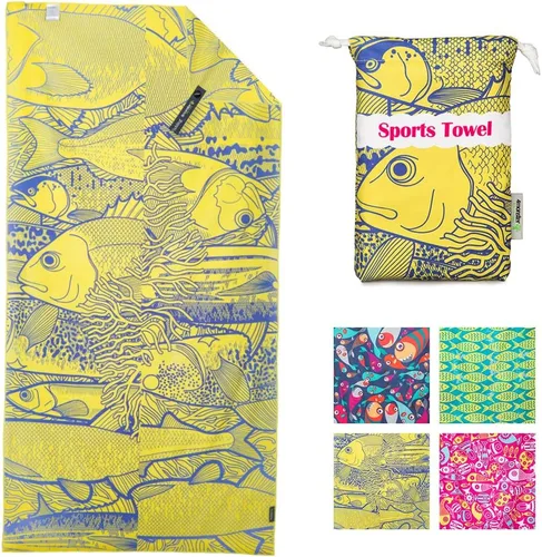 Vista 24 de 4Monster Toalla de playa de microfibra de secado rápido, toalla de viaje ligera súper absorbente para nadadores, toalla de camping sin arena 14