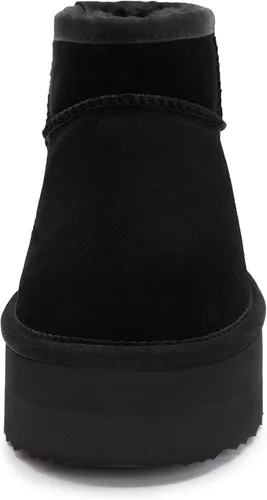 Vista 4 de Xiakolaka Mini botas clásicas de plataforma para mujer, botas de nieve antideslizantes de gamuza para invierno