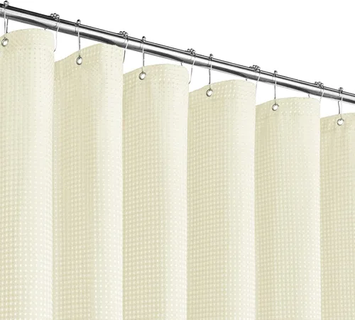 Vista 29 de Gibelle Cortina de Ducha Pequeña para Cabina 36 x 72 pulgadas, Cortina de Ducha de Tela Texturizada de Tejido Gofre Medio Estrecho para Baño, Beige