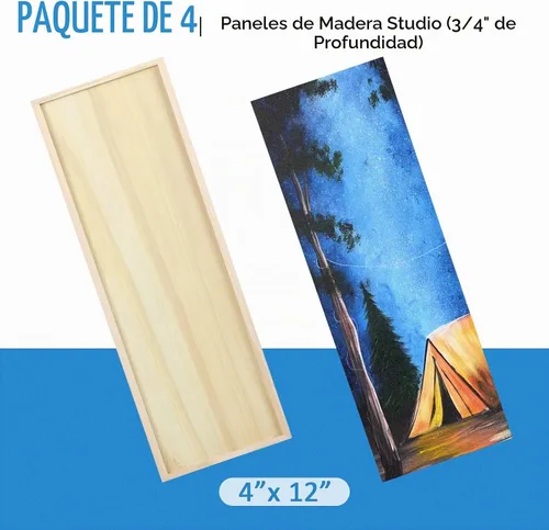 Vista 6 de Falling in Art Paquete de 4 paneles de madera de abedul sin terminar de 4 x