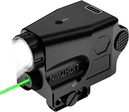 Vista 8 de 600 Lumens Pistol Light, Green Laser Light Combo for Picatinny Rail Mounted, Tactical Flashlight with Green Beam for Pistol, Strobe&Steady for