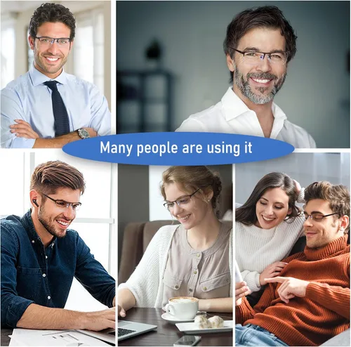 Vista 6 de Paquete de 3 lentes de lectura para hombre, ligeros marcos de metal con bloqueo de luz azul, filtro elegante para rayos UV/deslumbramiento de Negro