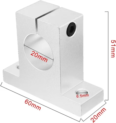 Vista 4 de uxcell Soporte de guía de sujeción lineal de aluminio SK20 para eje de diámetro de 0.787 in
