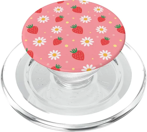 Vista 8 de PopSockets estéticos de color rosa fresa y margaritas blancas Kawaii Pastel PopSockets intercambiables PopGrip