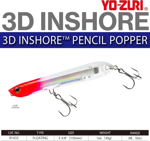 Vista 3 de Yo-Zuri 3D Inshore Pencil Popper, Floating