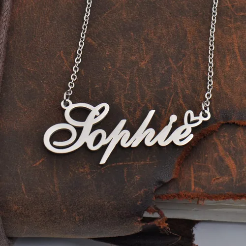 Vista 2 de HUAN XUN Collar personalizado con cualquier nombre para mujer en oro y plata