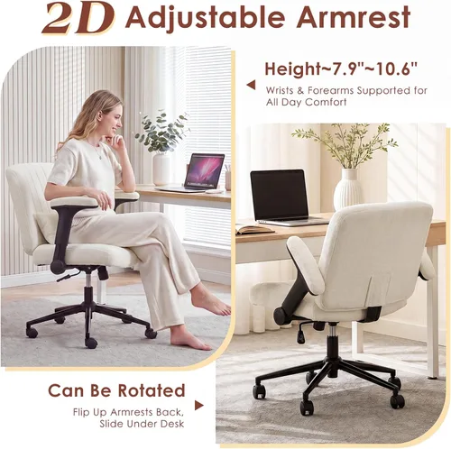 Vista 4 de Criss Cross Office Chair with Wheels,Chenille Beige