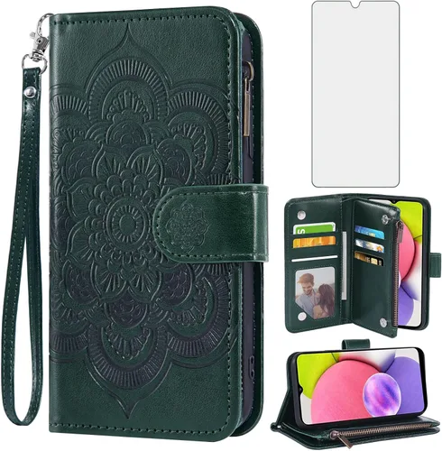 Vista 13 de Asuwish Funda de teléfono para Samsung Galaxy A03s versión de EE. UU. 5G 2022 con protector de pantalla de vidrio templado y tarjetero abatible