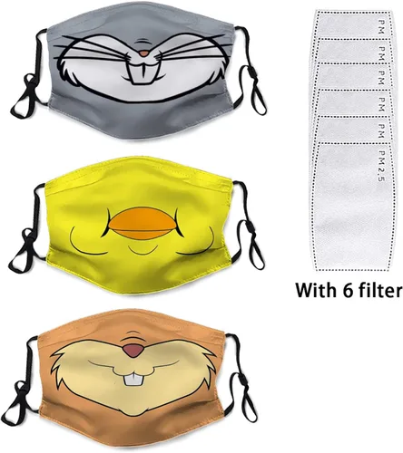 Vista 8 de Juego de 3 mascarillas de Navidad para hombres y mujeres, máscara de anime lavable, repetible, ajustable, para niños, adultos, pasamontañas, F