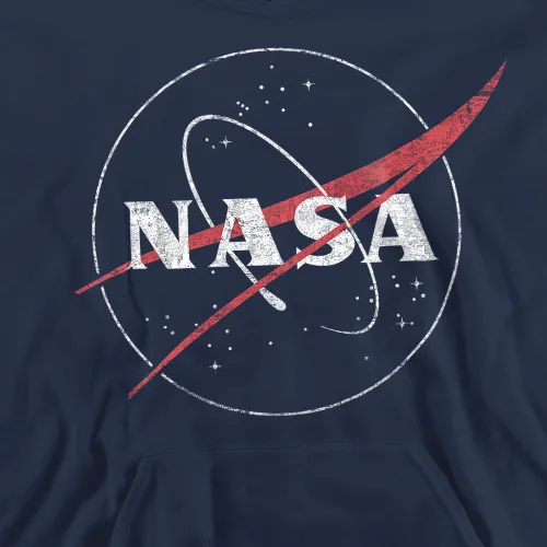 Vista 2 de Trevco Sudadera con capucha unisex juvenil con logotipo desgastado de la NASA para niños y niñas