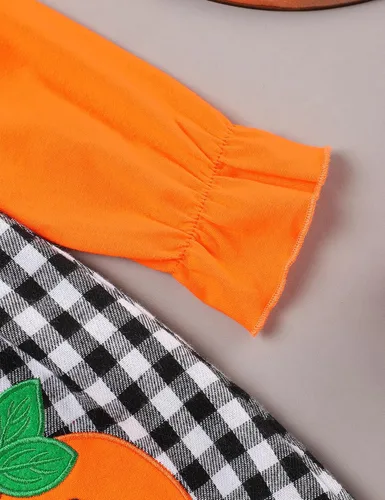 Vista 6 de Traje de Halloween para niña pequeña, camisa con volantes, vestido de calabaza, Halloween, ropa para niñas de 12 meses a 5 años
