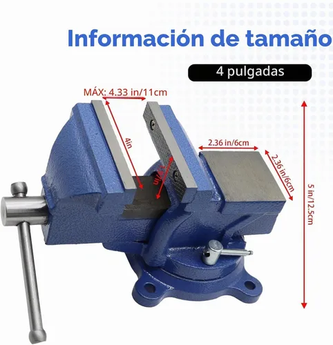 Vista 5 de Nakkaa - Tornillo de banco de 4" de hierro fundido dúctil con base de giro flexible de 360° con bloqueo de alta resistencia para el hogar