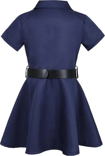 Vista 2 de Koatobbor Disfraz de policía para niñas, disfraz de policía para Halloween, cosplay con collar con insignia