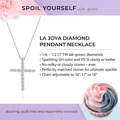 Vista 4 de La Joya Collar de cruz de diamante cultivado en laboratorio para mujer colgante de cruz de diamante TW de 16 - 12 quilates en plata de ley 925