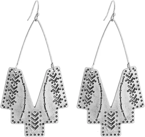 Vista 11 de Zealmer Gold Geometric Earrings Statement Vintage Boho Ethnic Earrings Hollow Out Fan Shape Dangle Drop Earrings for Women Birthday Christmas Dorado
