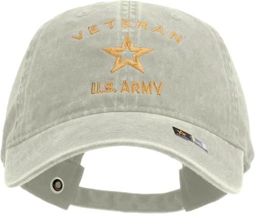 Vista 9 de e4Hats Gorra lavada bordada militar de veterano del ejército estadounidense Oliva