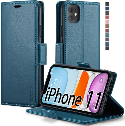 Vista 12 de japezop Funda para iPhone 11 Pro, iPhone 11 Pro funda tipo cartera para mujeres u hombres con [bloqueo RFID] soporte para tarjetas de crédito, funda