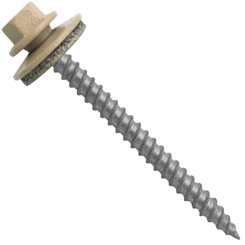 Vista 49 de 12 tornillos para techos de metal gris ABC de 2-1/2 pulgadas, cabezal de arandela hexagonal, arranque automático/roscado, arandela EPDM. 1 bolsa