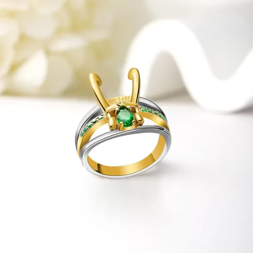 Vista 6 de Anillo de Loki de casco de superhéroe, para joyería unisex, regalos de Marvel, Halloween, cosplay, regalos de joyería, Metal, Acero inoxidable