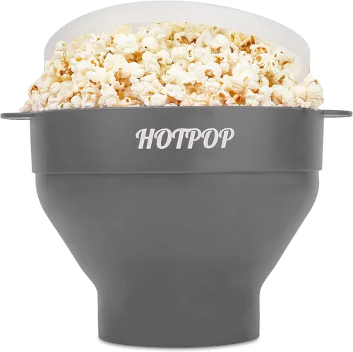 Vista 11 de El Hotpop Original - Palomitero para microondas, Popcorn, contenedor de silicona para hacer palomitas de maíz, cuenco plegable sin BPA y apto