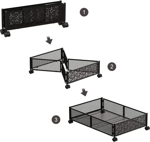 Vista 6 de Firlar Paquete de 2 contenedores de almacenamiento plegables debajo de la cama con ruedas, cajones rodantes, organizador de zapatos, carrito