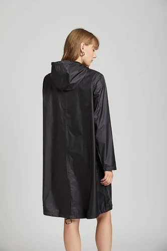 Vista 3 de Chubasquero largo impermeable para mujer con cremallera y bolsillos al aire libre