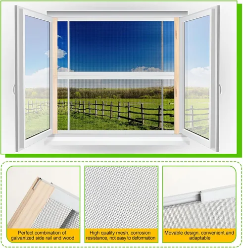 Vista 3 de Hicarer 4 pantallas ajustables para ventana, 18 pulgadas de alto x 25 a 45 pulgadas de ancho