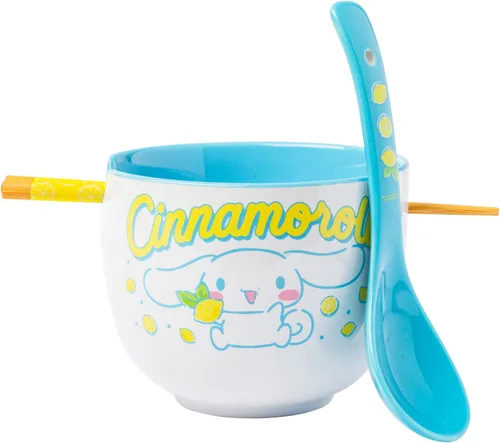 Vista 85 de Silver Buffalo Hello Kitty y sus amigos Chococat - Tazón de cerámica para ramen y arroz con palillos, patrón a cuadros, apto para microondas, 20