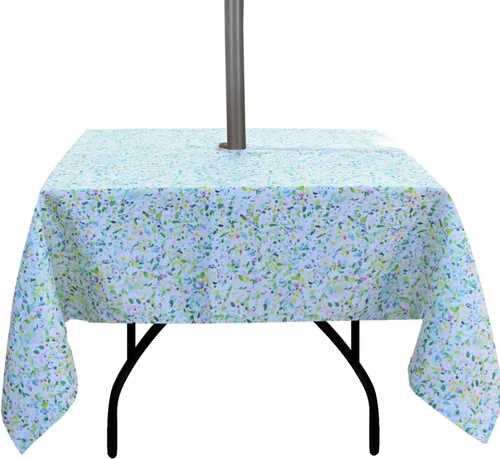 Vista 20 de Stripe Outdoor Tablecloth Water Resistant Polyester Fabric Table Cover with Zipper Umbrella Hole for Garden Patio Tabletop 60x84inch Rectangle,Black